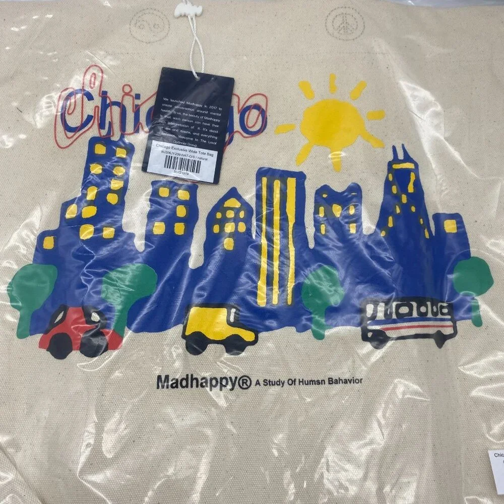 Madhappy Chicago Exclusive Wide tote bag beach vacation weeekender canvas natura